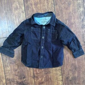 Calvin Klein long sleeve button down, black with white pinstripe - 12 month